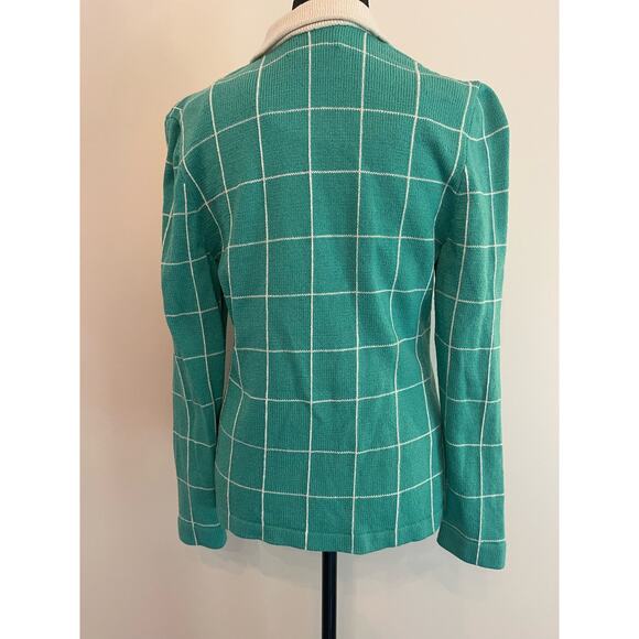 Vintage Jss women’s knit ware suit blazer & tank petite S green / white striped - Picture 8 of 16